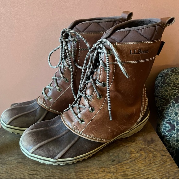 L.L. Bean Shoes - LL Bean Bar Harbor Leather Quilted tek boots women’s size 9